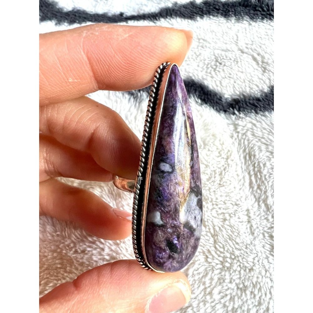 925 Huge Transformation Charoite Ring 7 - Picture 4 of 7